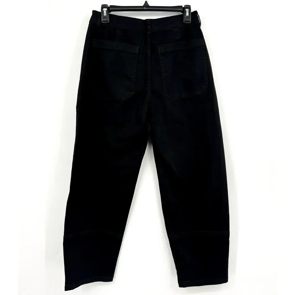 EVERLANE Women's The Utility Barrel Pants Size 10 TALL Black Cotton Twill NWT